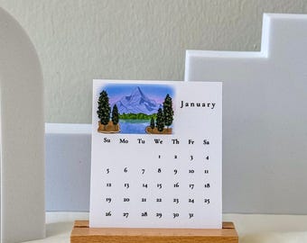 2025 mini desk calendar, mini landscape desk calendar for nature lovers, cute desk calendar, aesthetic calendar, bulk stationery gifts