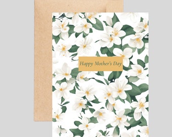 Mothers day card, Happy Mother's day, Floral mothers day card, card for mom, handmade blank card with envelope