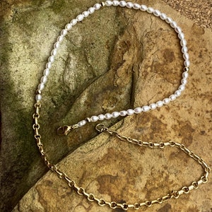 Pearl &#39;Hybrid&#39; Multi-colored Multi-metal Chain Necklace