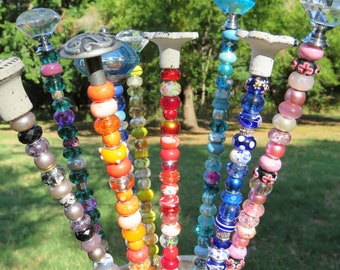 Decorative Beaded Garden Stakes: Colorful Plant Support (12-13” Tall)