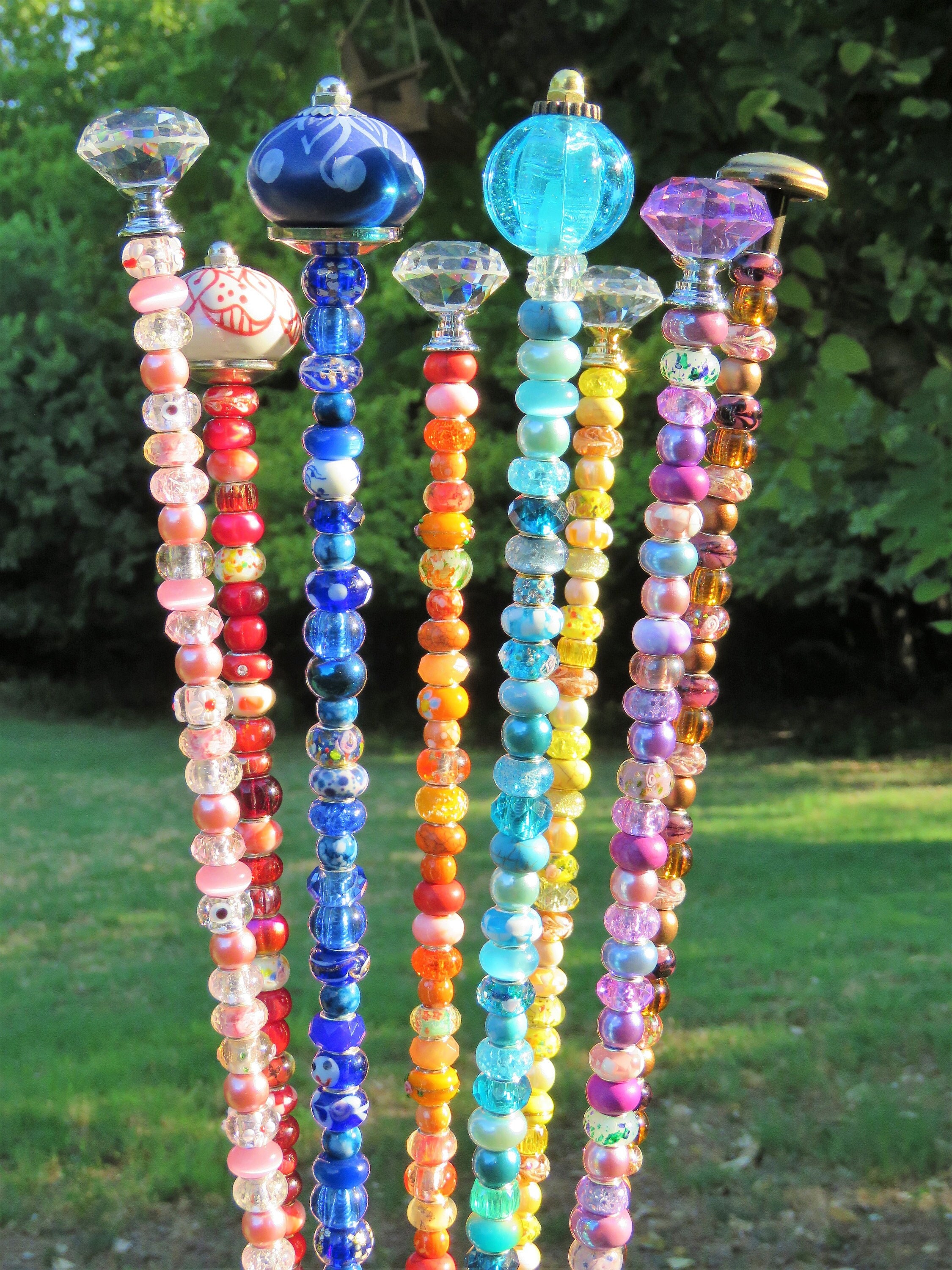 Large Beaded Garden Stake. Garden Decor. Summer Decor. Floral