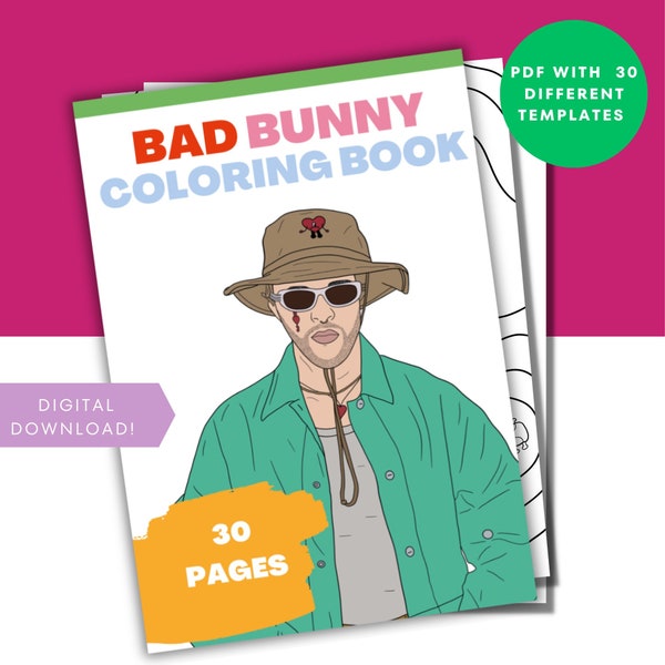 Bad Bunny Coloring Book / Digital/ Bad Bunny Coloring Pages / Coloring Book Pdf / Digital Download / Printable Coloring Pages / Digital Pdf