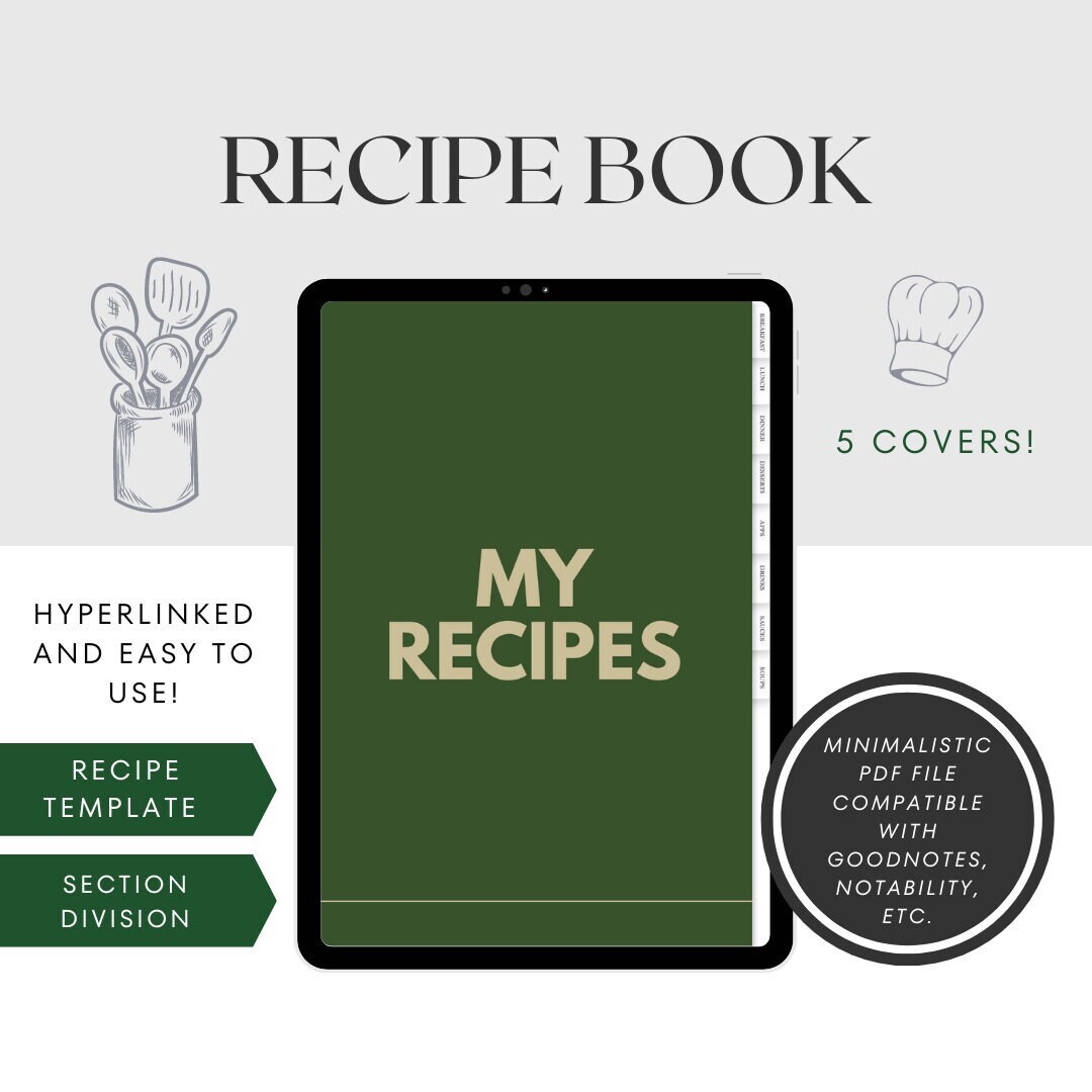 Digital Recipe Book Goodnotes Planner iPad Planner Etsy