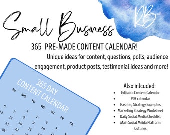 Business Content Calendar Etsy Business Content Calendar Etsy