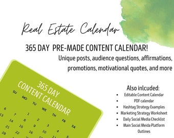 365 Day Content Calendar for REAL ESTATE