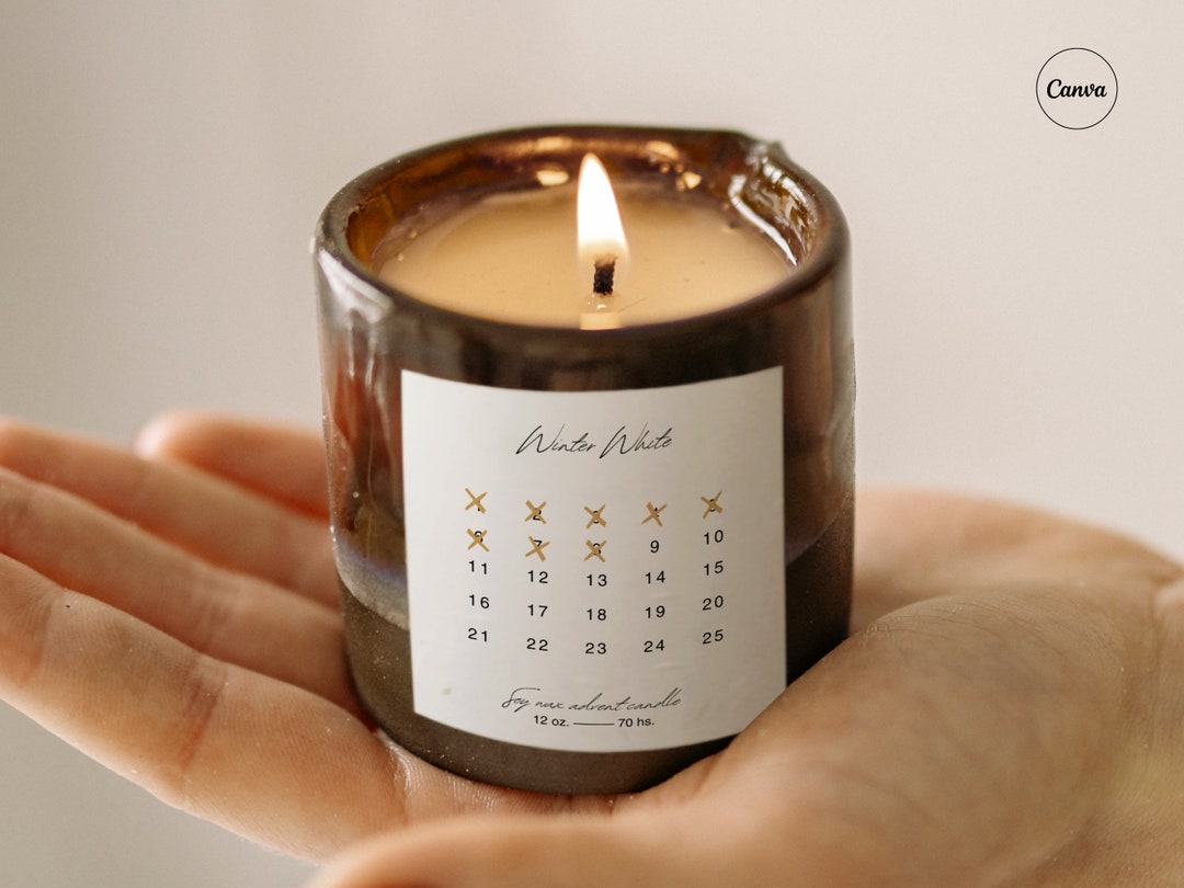 Advent Candle Label Template, Advent Calendar Candle, Happy Holidays