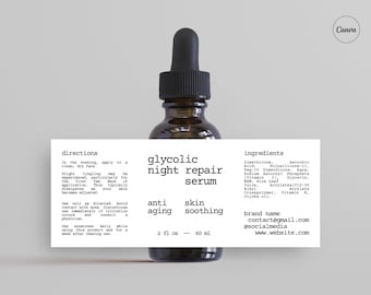 Skincare Dropper Bottle Label Template. Serum Label Template. Toner Label. Product Packaging