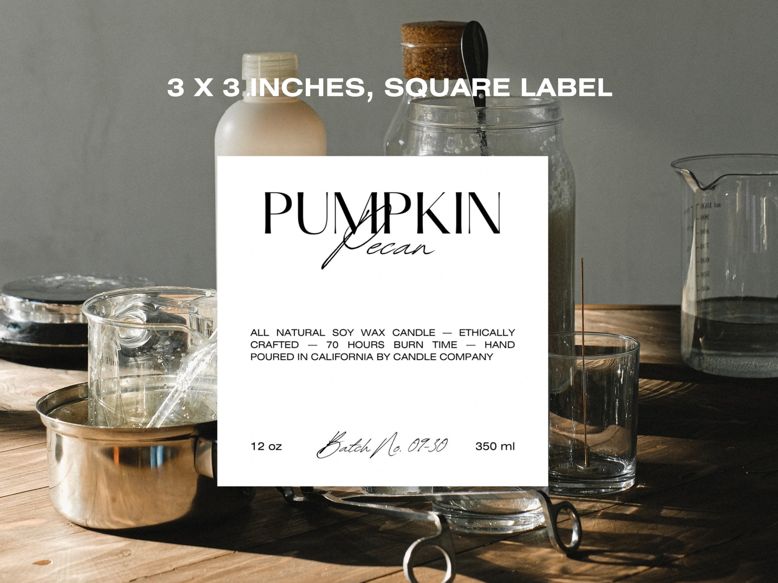 Square Candle Label Template, Autumn Scented Candles, Fall Candle Label