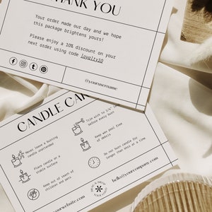 Mockup of the Candle Card and Thank You Cards