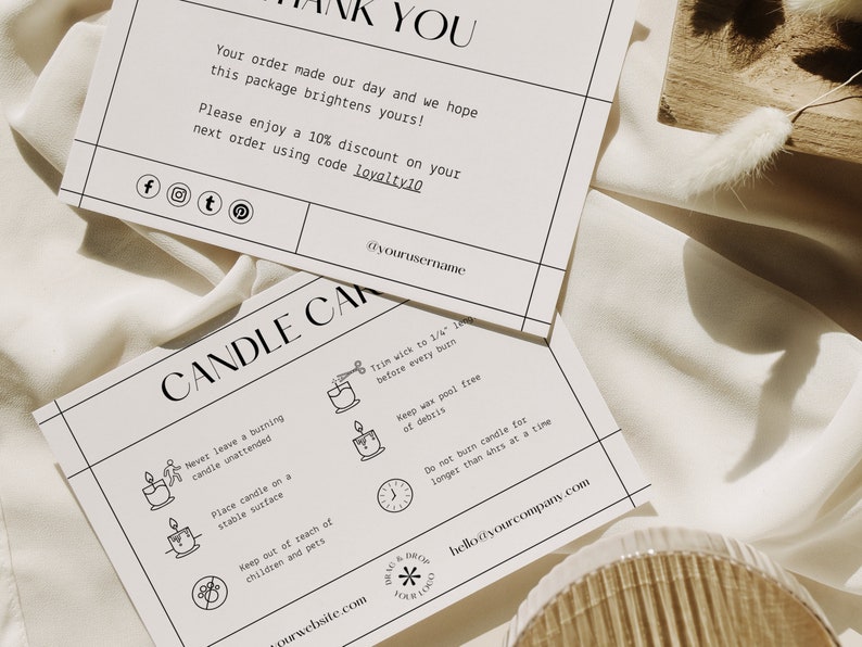 Mockup of the Candle Card and Thank You Cards