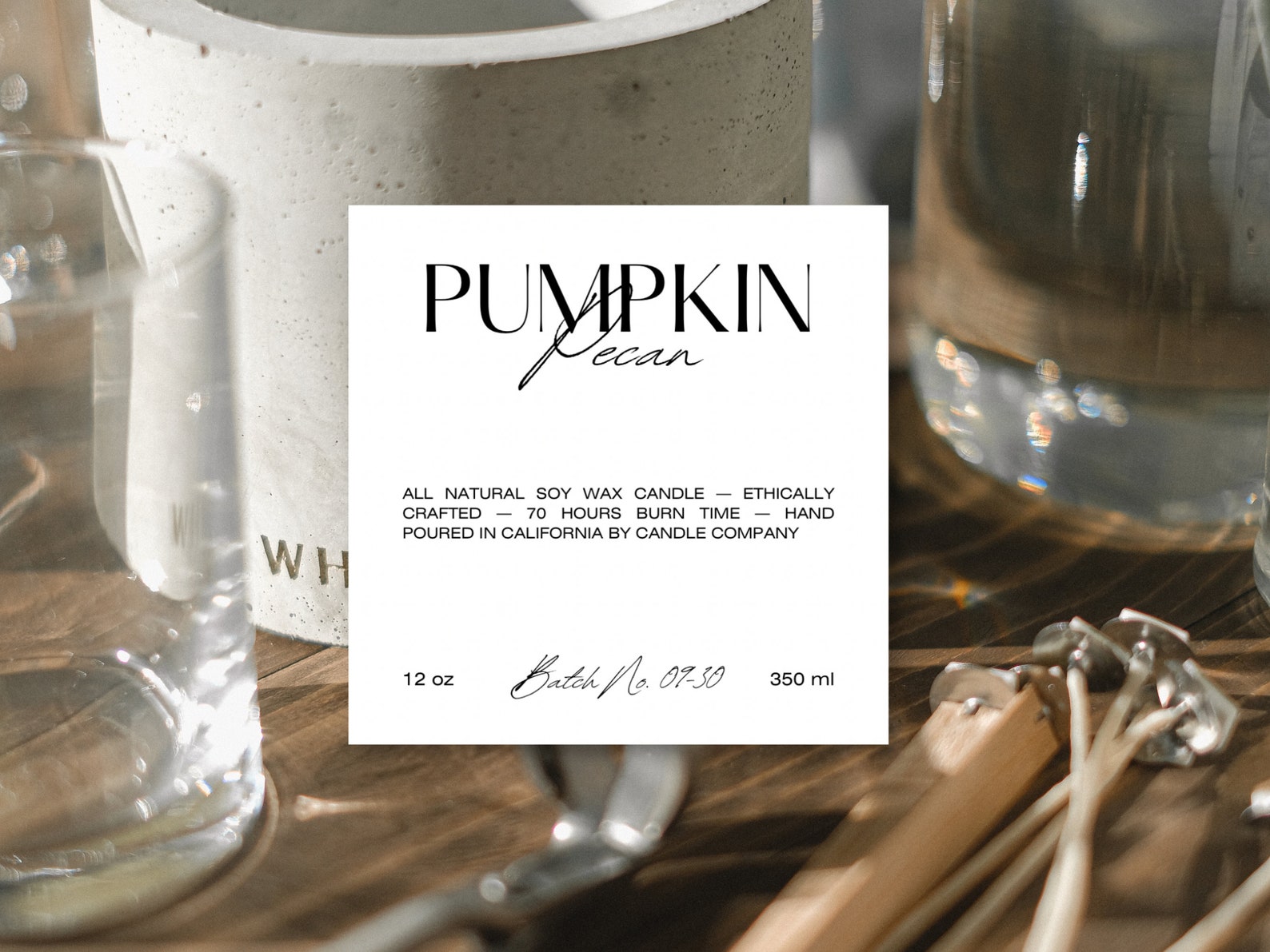 Square Candle Label Template, Autumn Scented Candles, Fall Candle Label