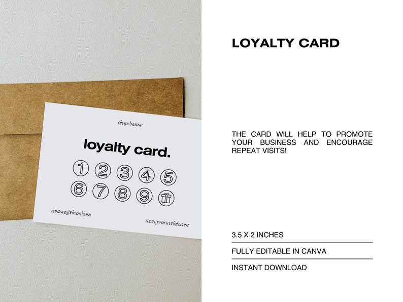 Minimal Loyalty Card Editable Customer Punch Card Rewards Etsy