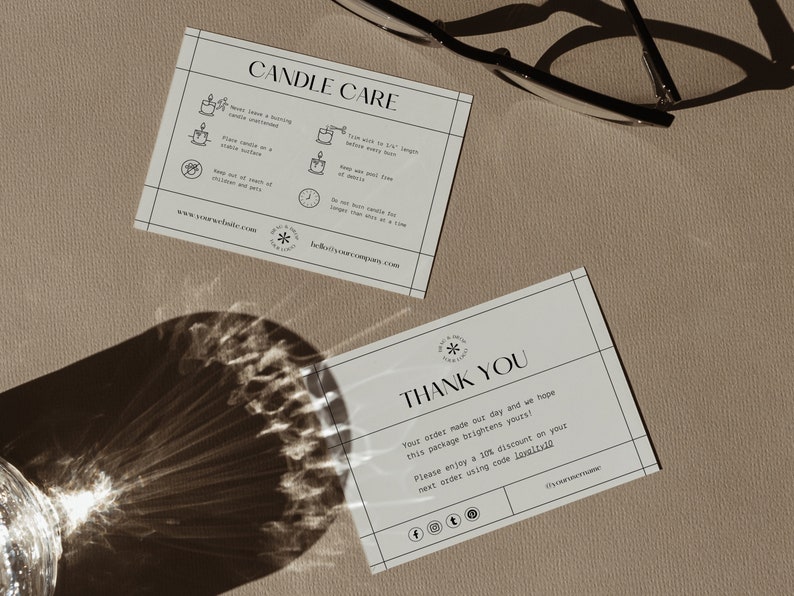 Mockup of the Candle Card and Thank You Cards