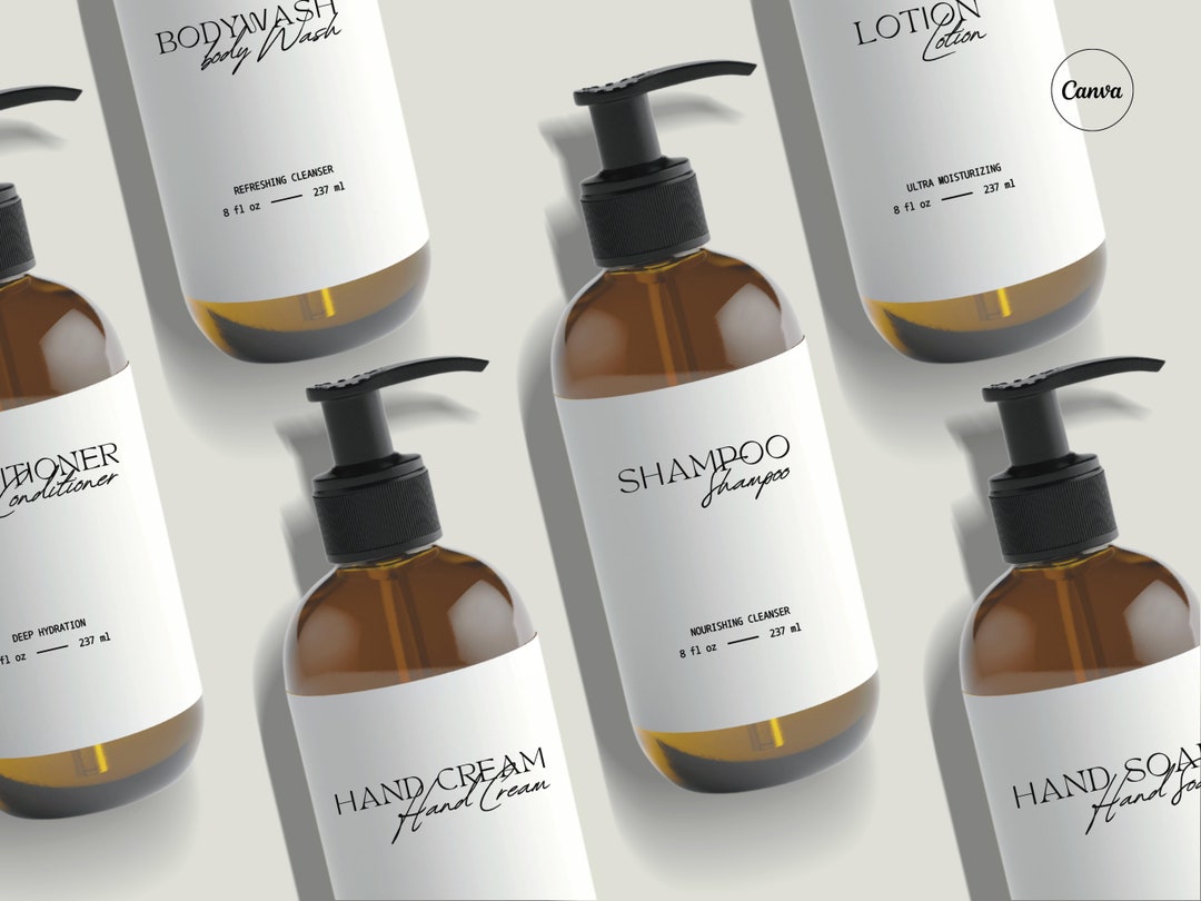 Printable Soap and Shampoo Label. Templates Editable on Canva. Supplies