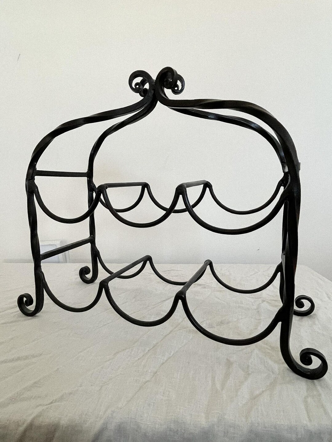 Vintage Italian Wrought Iron Wine Rack Tabletop & Countertop Storage ...