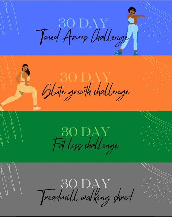 4 Pack of 30 Day Workout Challenges Glute Growth Toned Arms Fatloss Tredmill Shred Etsy UK