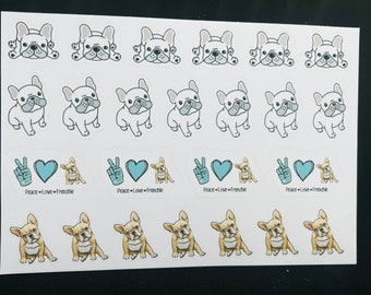 French Bulldog Peace Love Frenchie Stickers French Bulldog Stickers, Frenchie Journal Sticker French Bulldog planner sticker