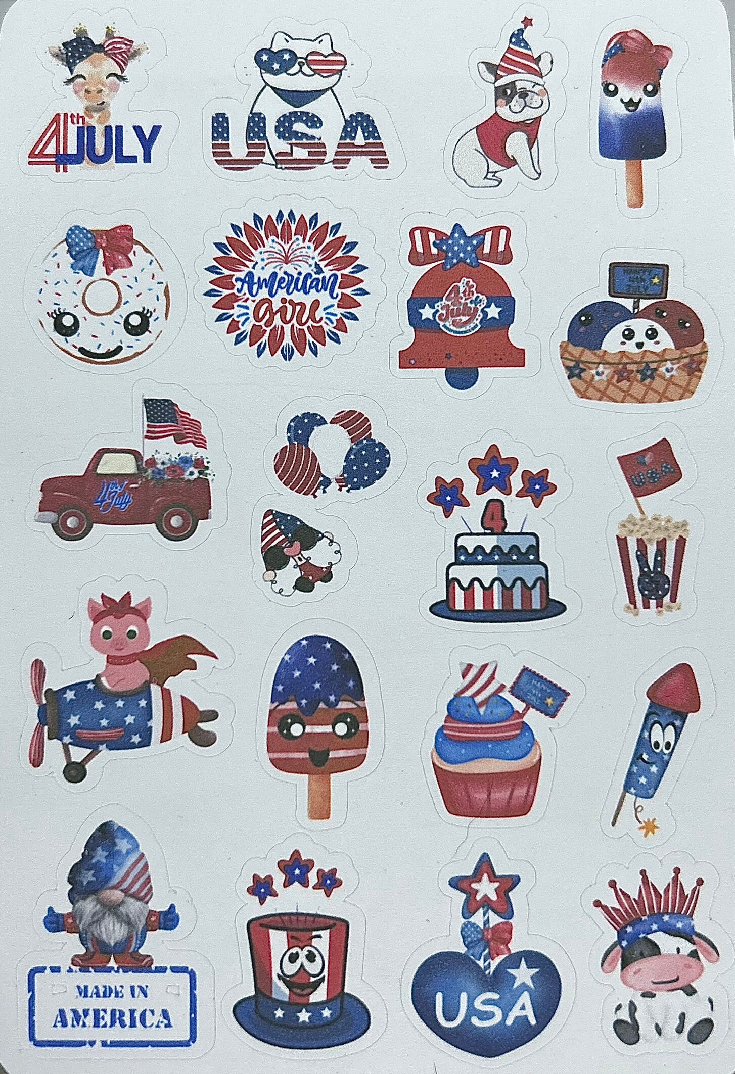 July 4th Stickers, Independence Day Stickers, USA Stickers, Journal and ...