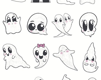 Ghost Stickers, Halloween Stickers, Journal and Planner stickers, Ghosts