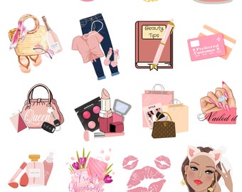 Beauty Stickers, Fashion Stickers, Make-up Stickers, Journal and Planner Stickers