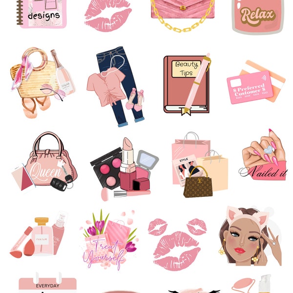 Beauty Stickers, Fashion Stickers, Make-up Stickers, Journal and Planner Stickers