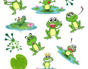 Frog Stickers set for journaling and planning