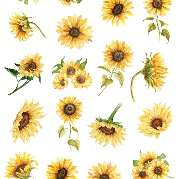Sunflower stickers, journal and planner stickers, Sunflowers