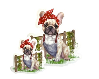 Farm French Bulldog Sticker, Frenchie Waterproof Decal, Frenchie Decal, Farming Frenchie