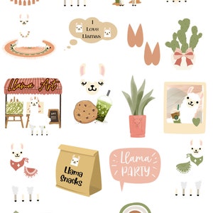 Llama Stickers, Llama planner and journaling stickers, Llama, Journal and Planner stickers