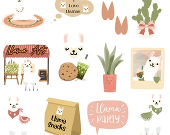 Llama Stickers, Llama planner and journaling stickers, Llama, Journal and Planner stickers