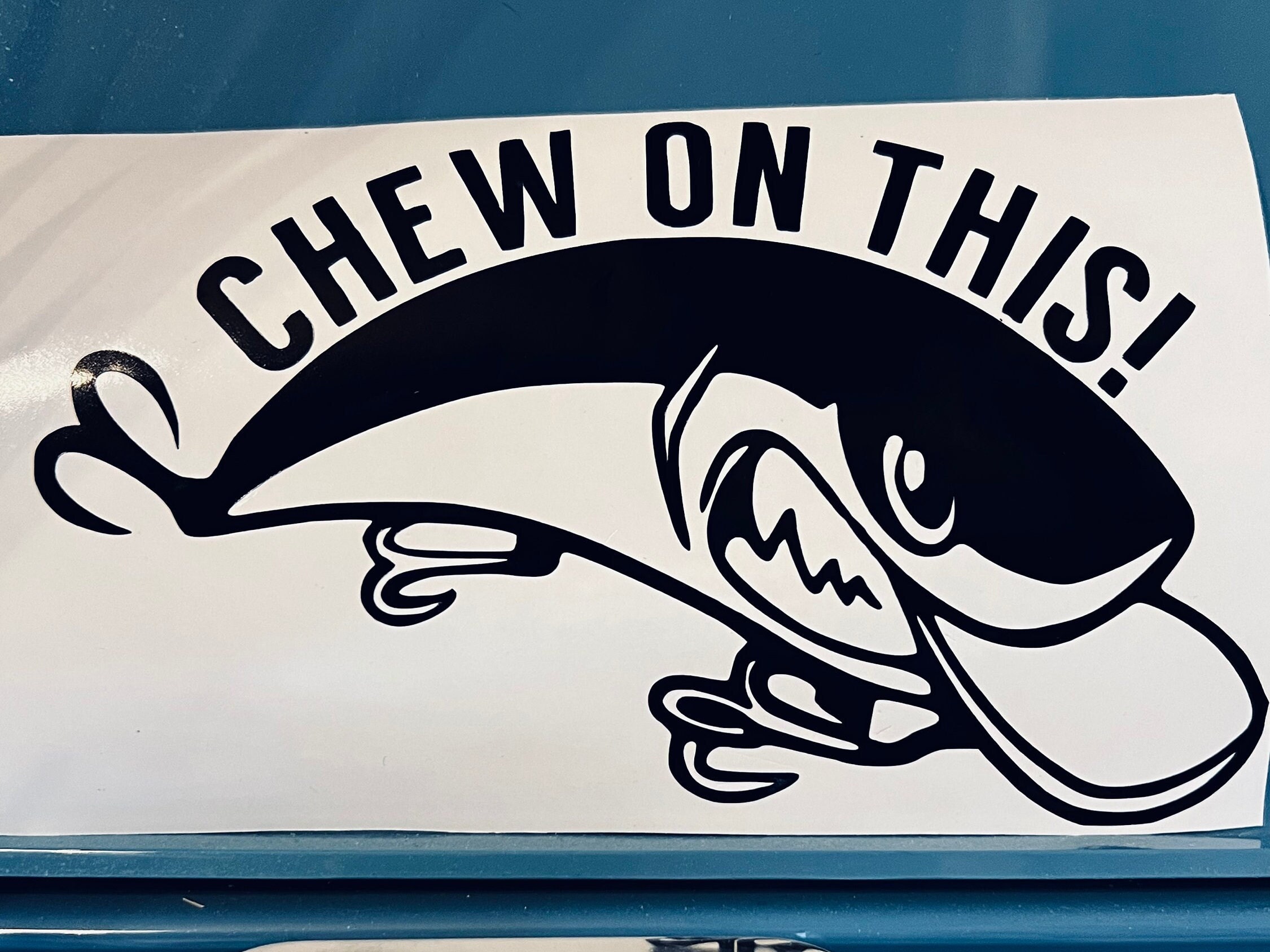 Chew on This Fishing Plug Decal, Fishing Lure Decal Etsy