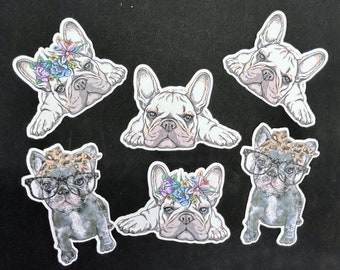 Cute French Bulldog Die Cut Stickers, Journal and Planner stickers, Frenchies