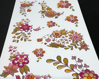Pink Flower Stickers, Journal and Planning stickers, Flowers