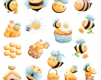 Honey Bee stickers, journal and planner stickers, craft stickers, Bees
