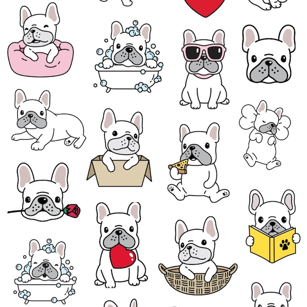 French Bulldog Stickers, FRENCHIE Stickers, planner stickers