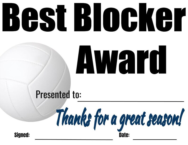 Volleyball Certificate Awards, End of Season Awards, Certificates