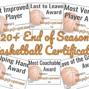 Basketball Certificates, Basketball Awards, End of Season Basketball Certificates, 20+downloads, printable, downloads
