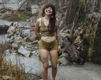MTO Hemp Cropped tank Hot Shorts Set lowrise