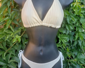 MTO Organic Eyelet & Hemp bikini Rosemary PLANT DYED