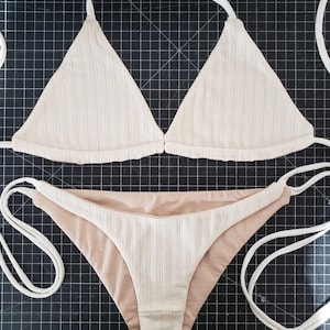 MTO Organic Eyelet Hemp reversible bikinis PLANT DYED