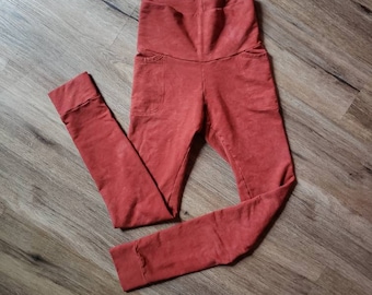 Leggings de lã de cânhamo MTO cintura alta
