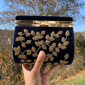 Velvet Fabric Zerdosi Work/ Embroidered Designer/ Evening Party Clutch/ Clutch for Women/ Gift for her