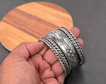 German Silver Bangles/ Silver lookalike Kada/ Afghani Jewelry/ Amrapalli Silver Jewelry/ Garba Jewelry/ Oxidized Jewelry/ Indian Jewelry