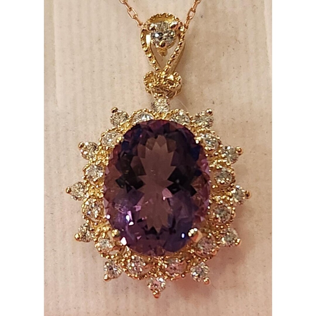 AIGL 4,450.00 認定鑑定書付き 14Kイエローゴールド アメジスト