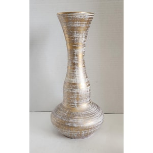 Rare MCM Atomic Royal Haeger Gold & Cream Textured Ceramic Vase