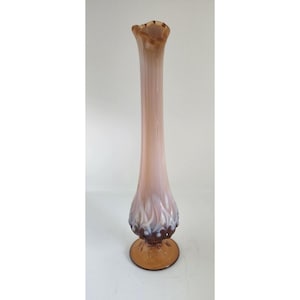 Vintage Fenton 1979 - 1982 cameo opalescent Lily of the Valley bud vase 11&quot;