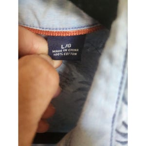 Vintage Tommy Bahama Herren Blau Palm Print Kurzarm Shirt aus 100% Baumwolle Größe L Bild 3
