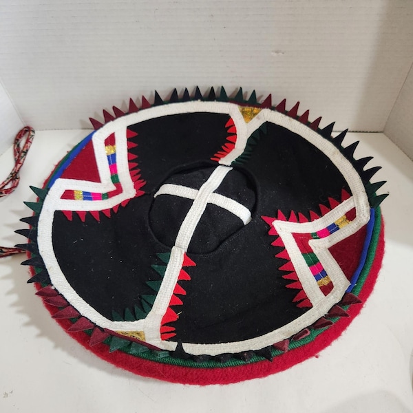 Vintage Cuso Montera Wool Peruvian dance hat.
