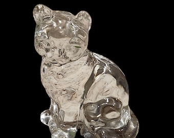 Figura de gato de cristal Fenton, figura coleccionable de gatito sentado de cristal