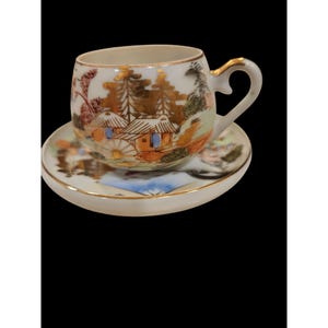 Kutani Eggshell tea cup and saucer 2&quot; x 2&quot;